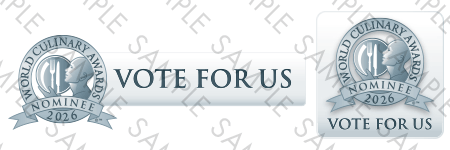 World Culinary Awards vote for us buttons sample